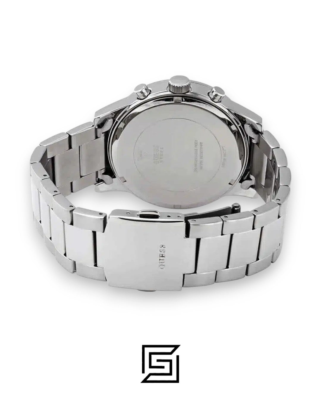 ساعة رجالي كرونوغراف بسوار أسود ومينا سوداء طراز W0668G3 من Guess