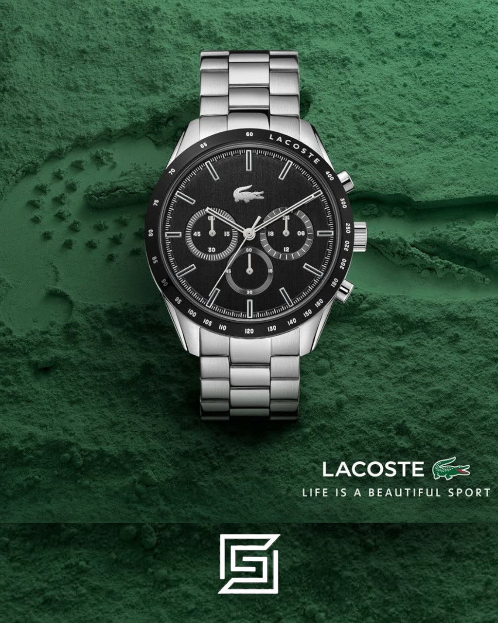 Lacoste 2011079 Chronograph Black Dial Stainless Steel Men's Watch 44mm