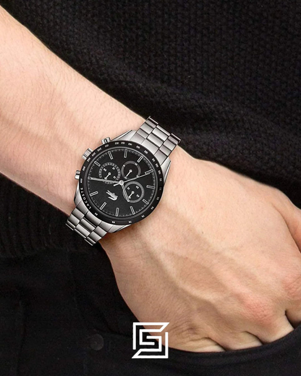 Lacoste 2011079 Chronograph Black Dial Stainless Steel Men's Watch 44mm