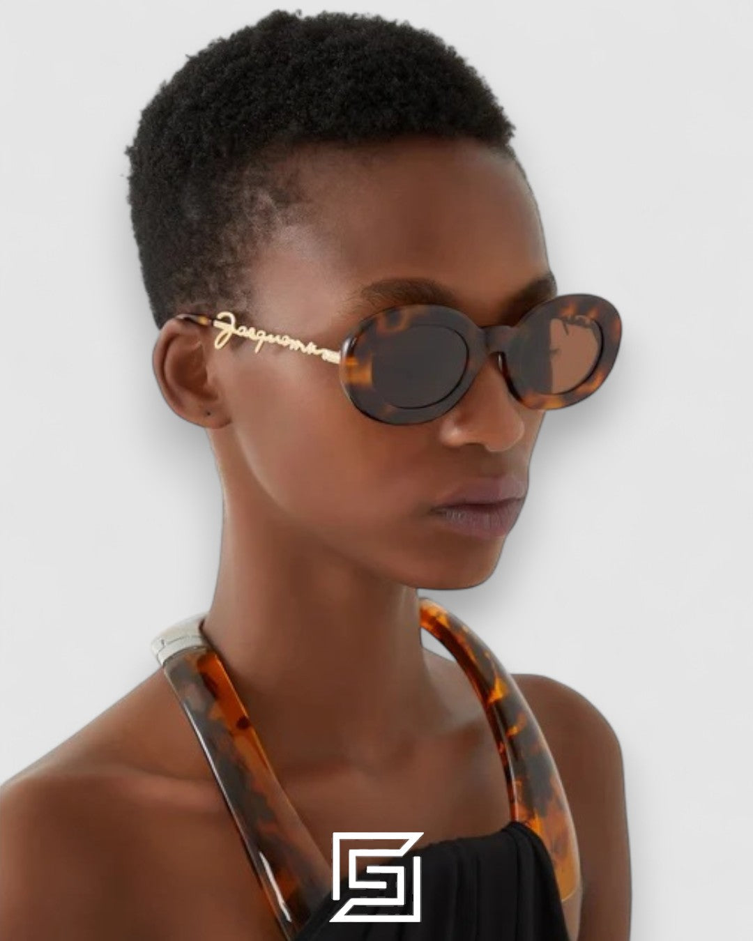 JACQUEMUS 235AC عدسات خضراء فاتحة وإطار أرجواني شفاف