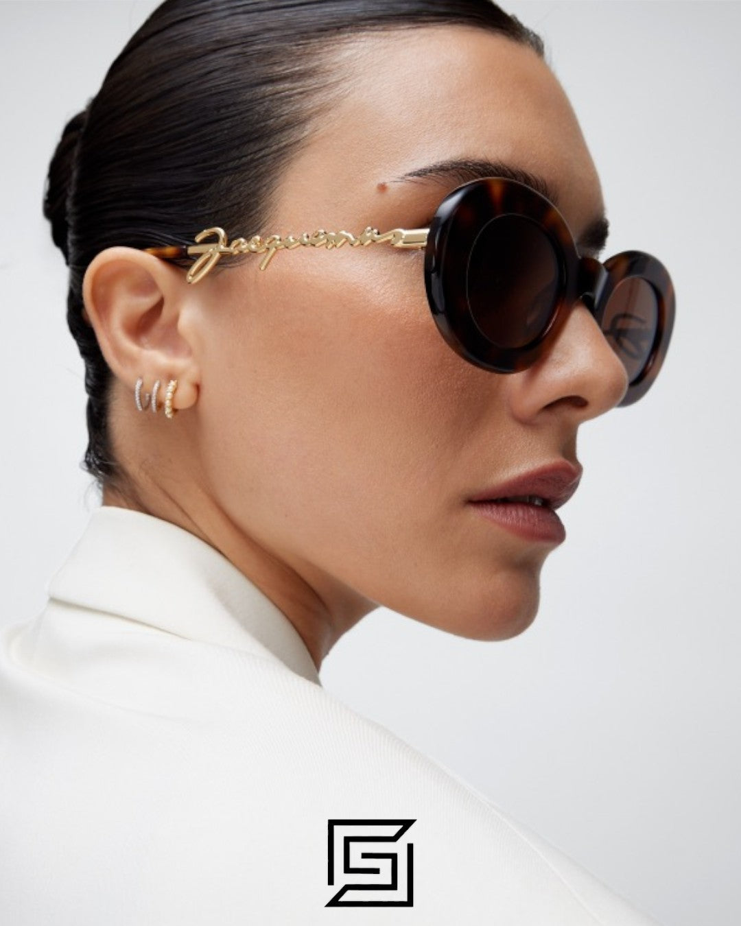 JACQUEMUS 235AC عدسات خضراء فاتحة وإطار أرجواني شفاف