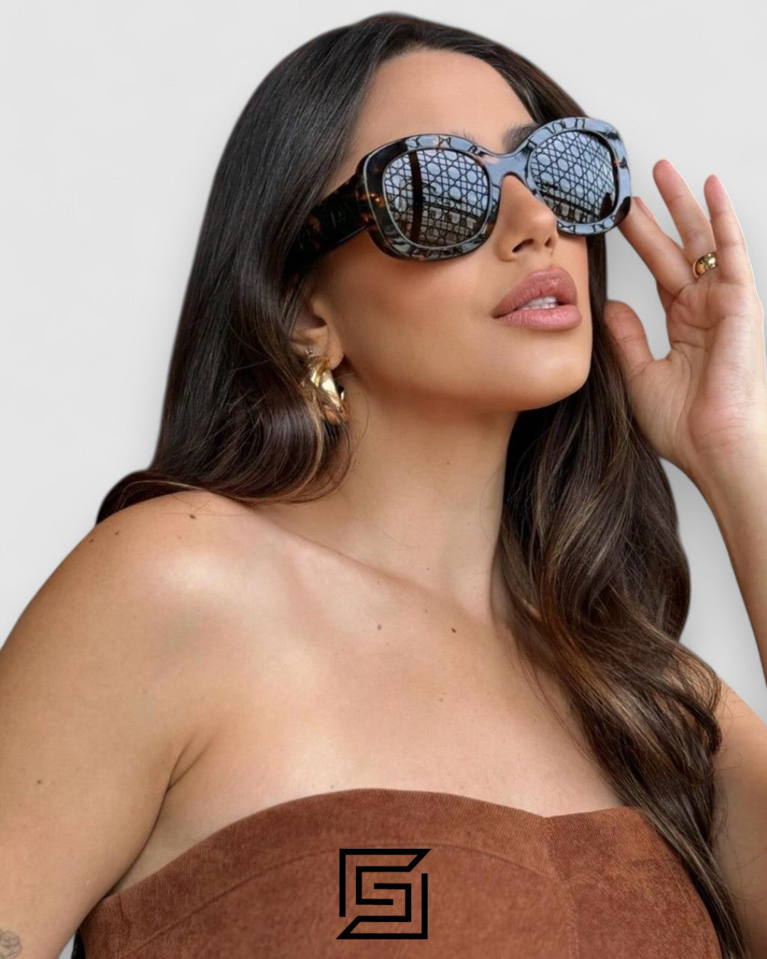 Prada PRA 13S Brown Lenses Marble Grey Frame