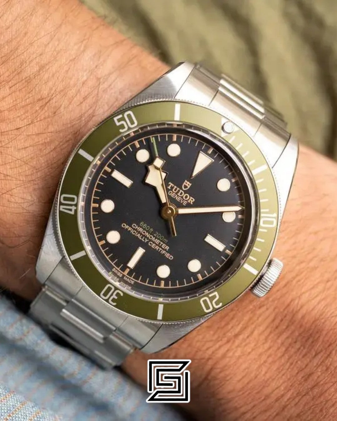 TUDOR Black Bay GREEN Gold Points Flat