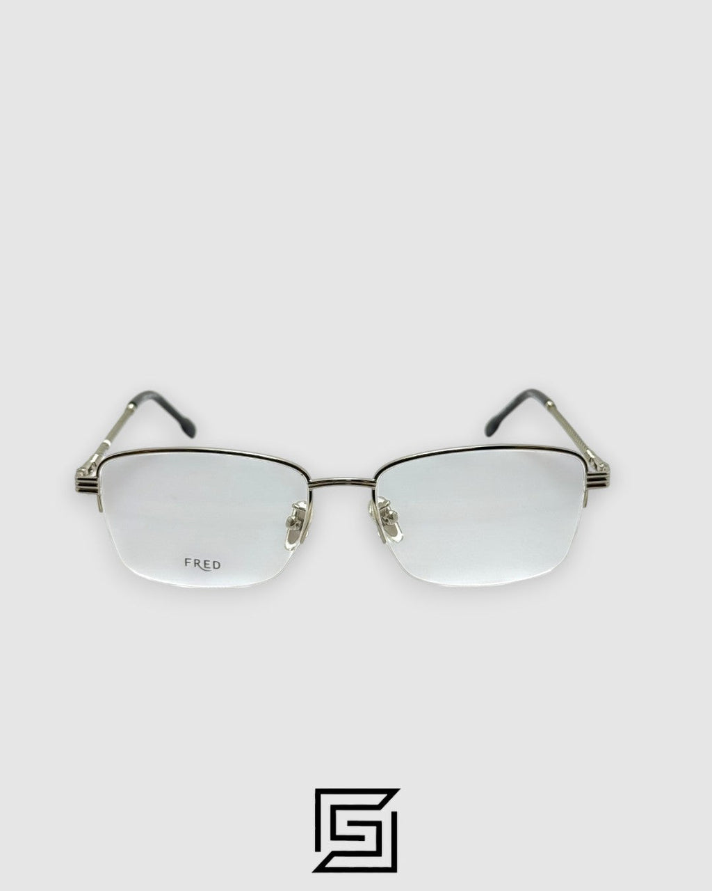 FRED FG50031U Optical Glasses - Half-Rim Shiny Silver Metal Frame