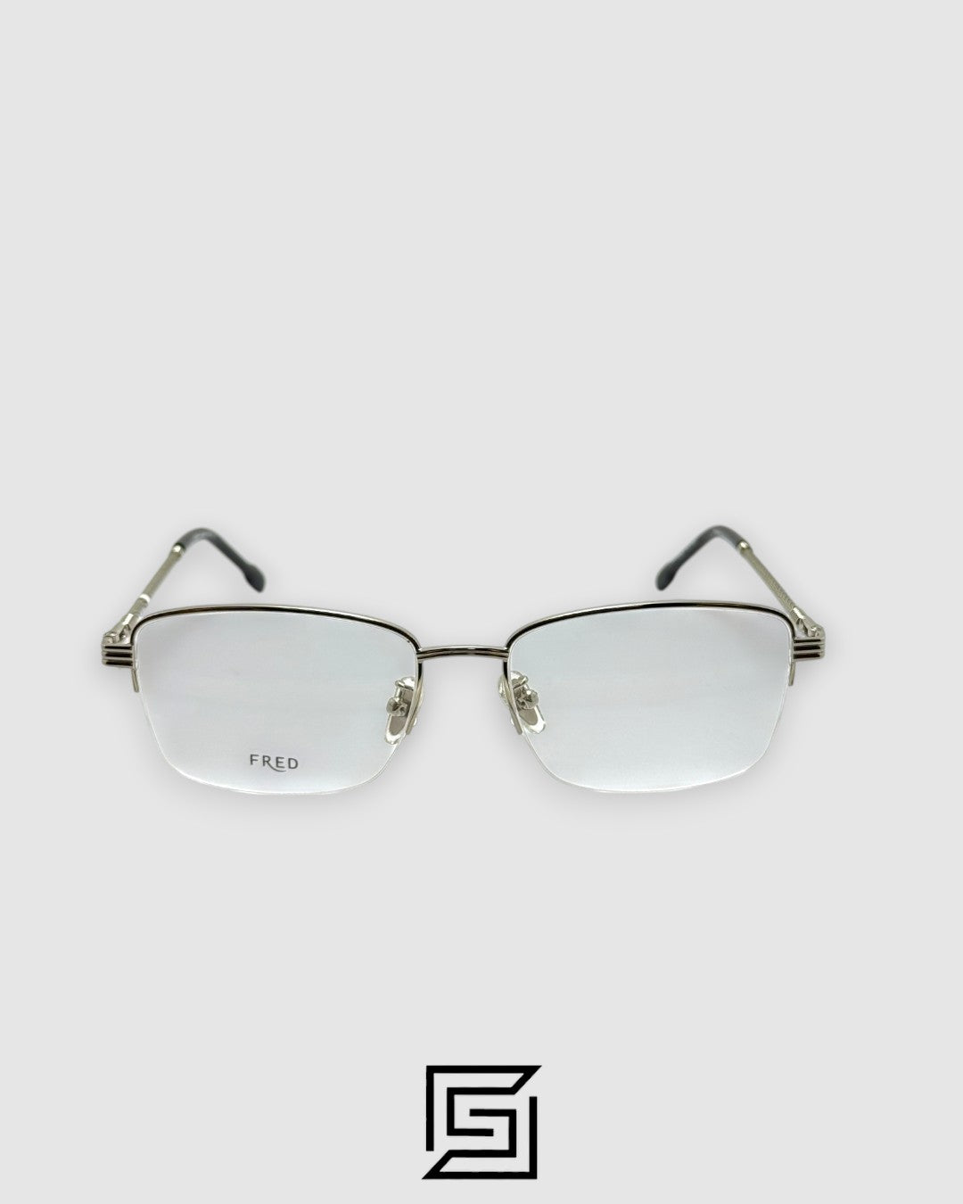 FRED FG50031U Optical Glasses - Half-Rim Shiny Silver Metal Frame