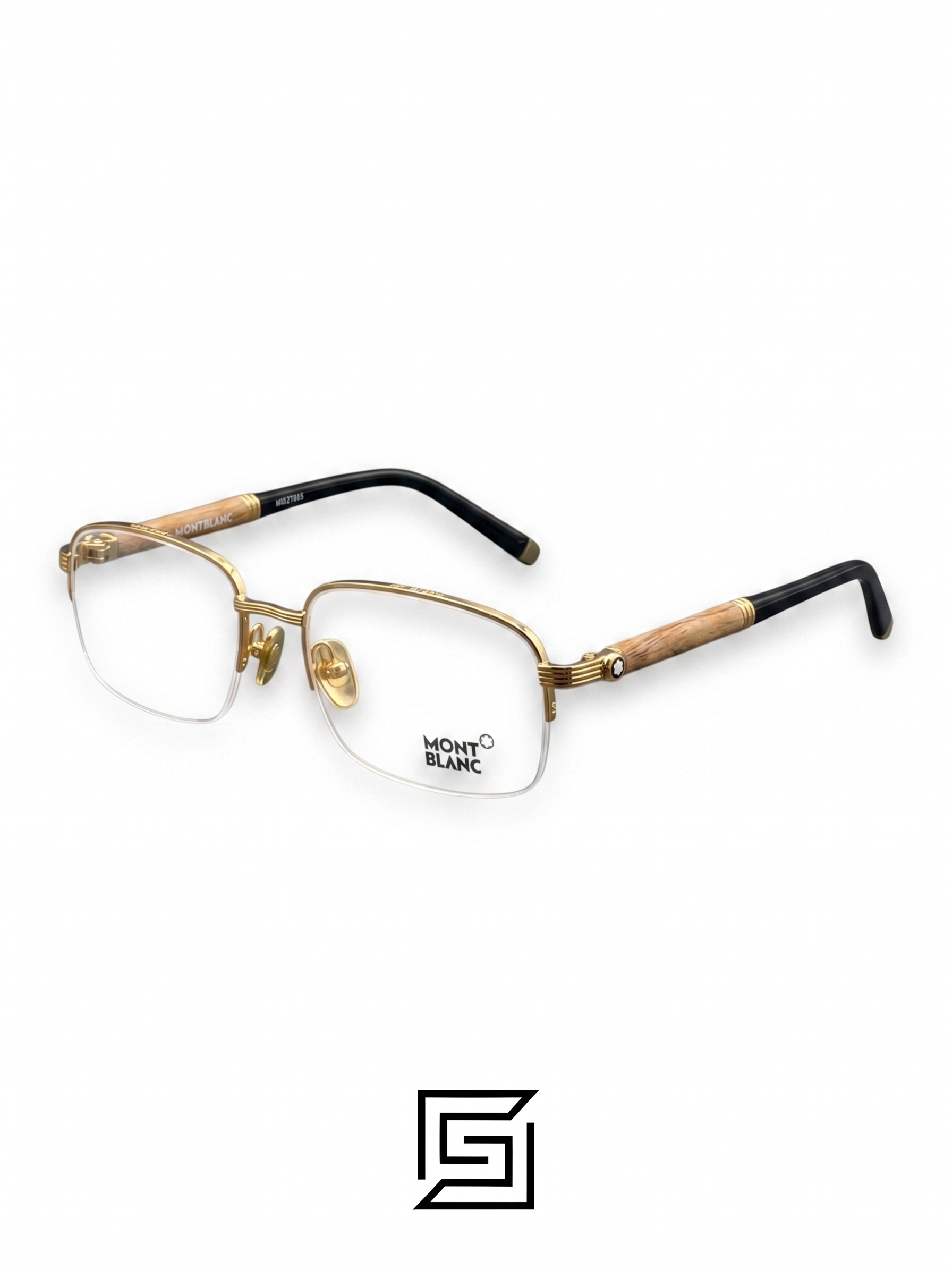 نظارة مون بلان MONT BLANC MB 447 028 ذهبي خشبي جديدة