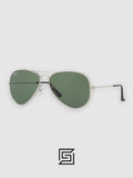 نظارة شمسية راي بان RB3025 AVIATOR MEDIUM 55 للجنسين - فضي_أخضر