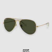 نظارات راي بان شمسية للجنسين RB3025 AVIATOR MEDIUM 55 - ذهبي_أخضر داكن