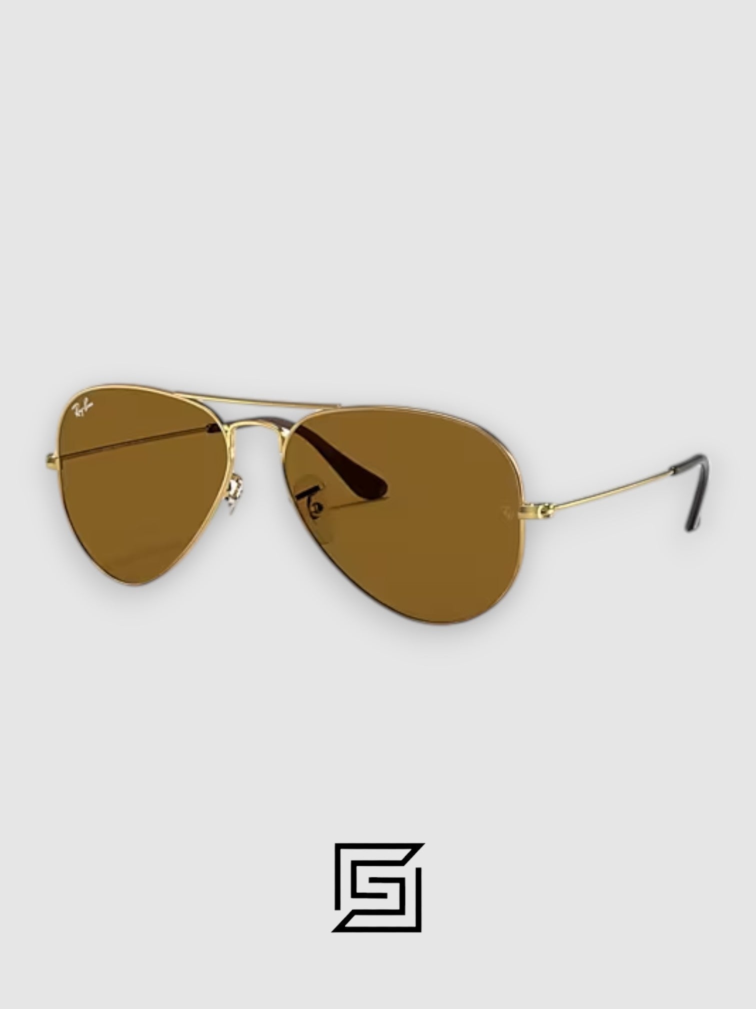 نظارة شمسية راي بان RB3025 AVIATOR MEDIUM 55 للجنسين - ذهبي_بني