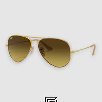 نظارة شمسية راي بان RB3025 AVIATOR MEDIUM 55 للجنسين - ذهبي_عسلي