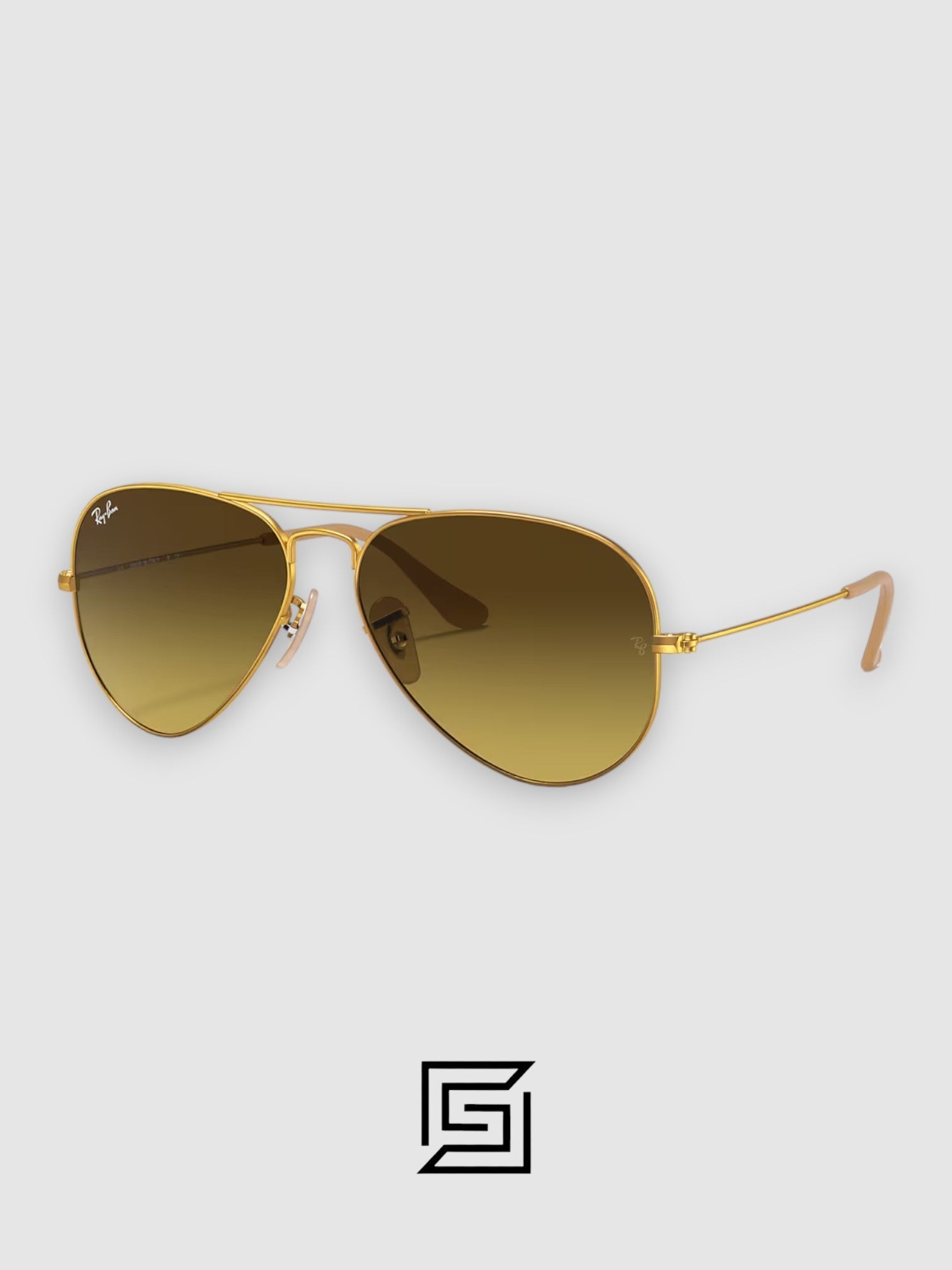 نظارة شمسية راي بان RB3025 AVIATOR MEDIUM 55 للجنسين - ذهبي_عسلي