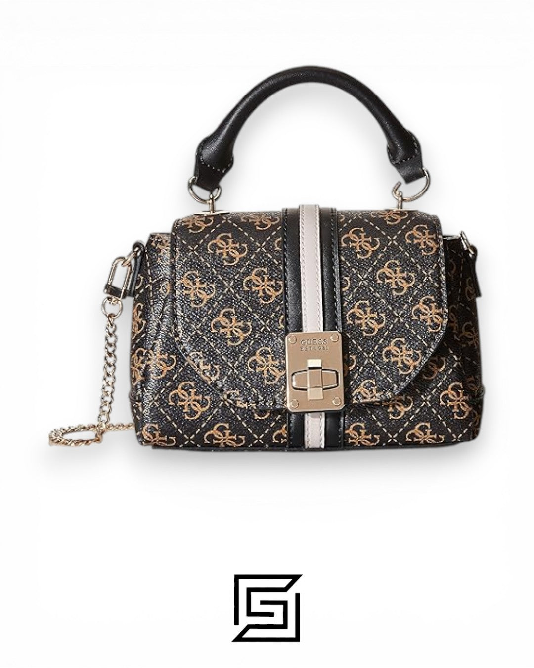 GUESS Women's Kasinta Mini Top Handle Flap, Brown Multi B09JW1HQWZ
