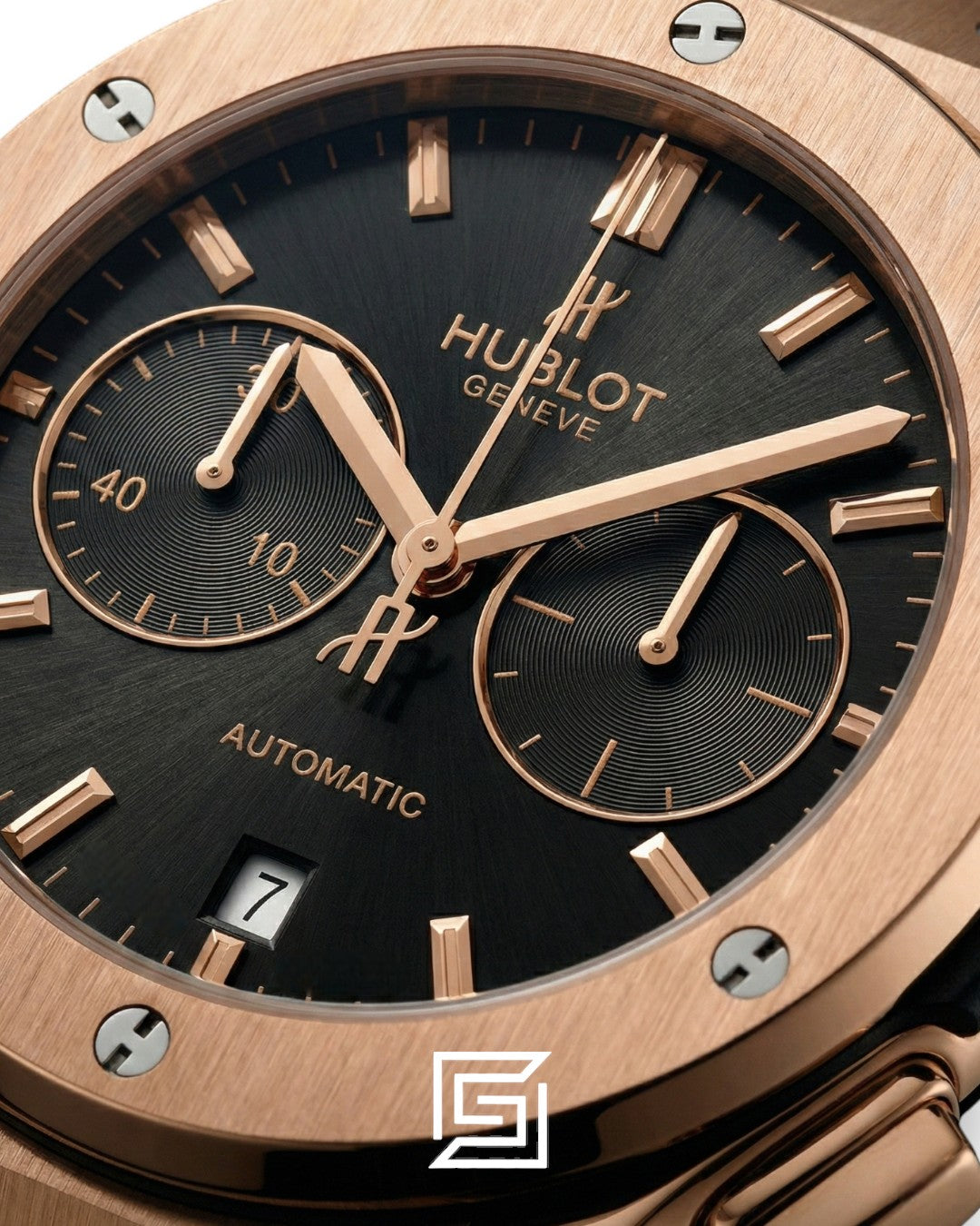 Hublot Classic Fusion Chronograph - Rose Gold - Black Dial - Brown Chamois Strap