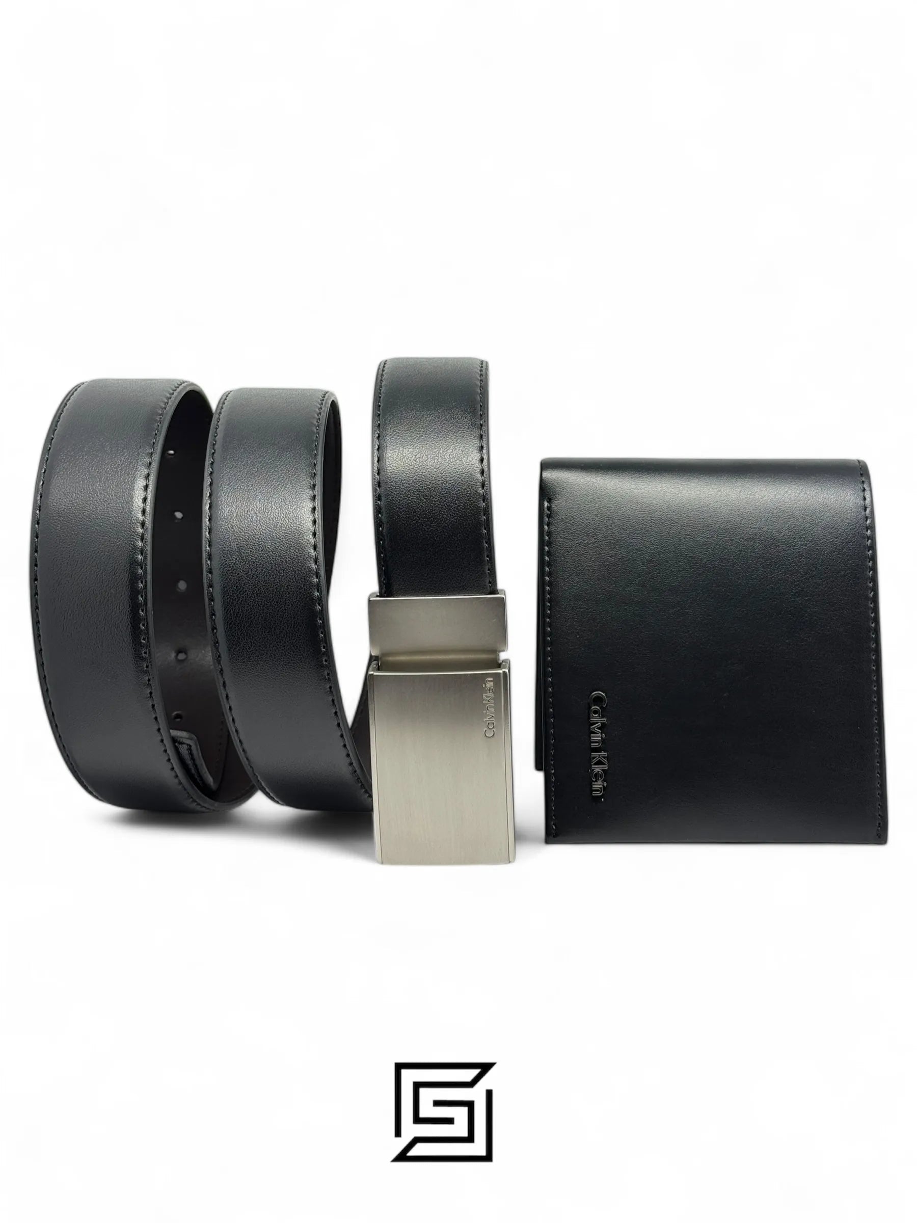 Calvin Klein leather CK SET BELT AND WALLET CK LOGO MODEL 6