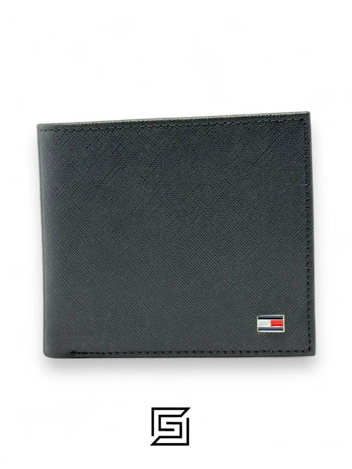 leather TOMMY SET BELTS AND WALLET BLACK WALLET WITH LOGO ON RIGHT BLACK BELT