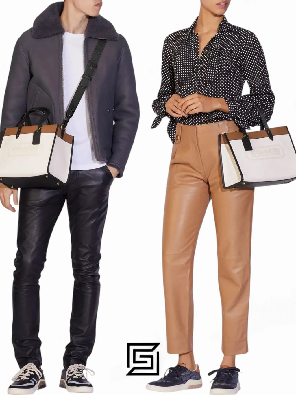 leather Field Tote 30 In Colorblock With Coach Badge C0777