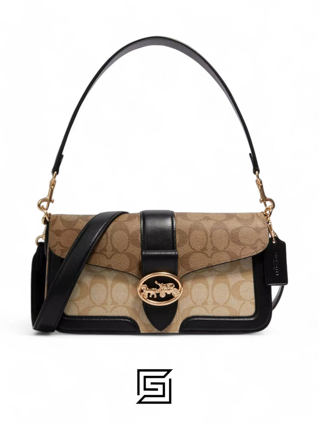 Coach leather Georgie Shoulder Bag In Blocked Signature Canvas Style No. 5509