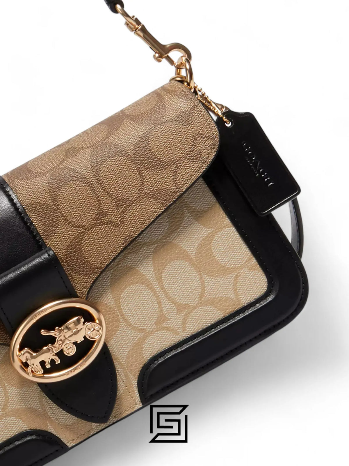 Coach leather Georgie Shoulder Bag In Blocked Signature Canvas Style No. 5509