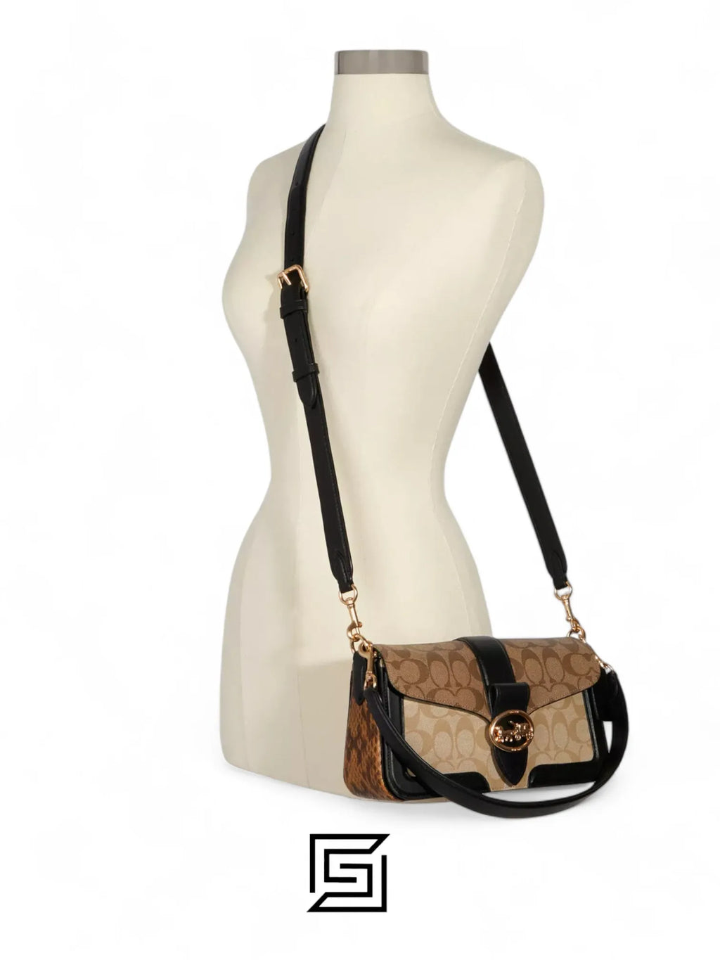 Coach leather Georgie Shoulder Bag In Blocked Signature Canvas Style No. 5509