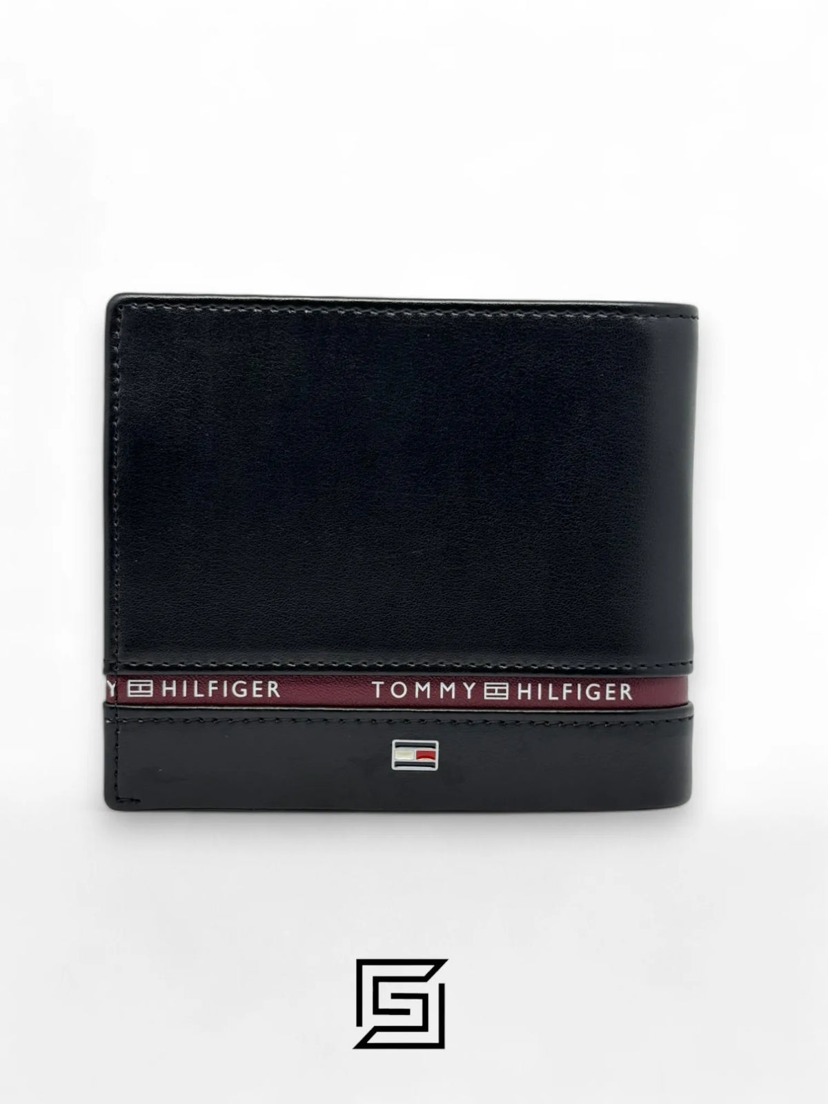 wallets TOMMY SINGLE WALLET W TOMMY HILLFIGER LINE ON LEATHER LOWER/BLACK