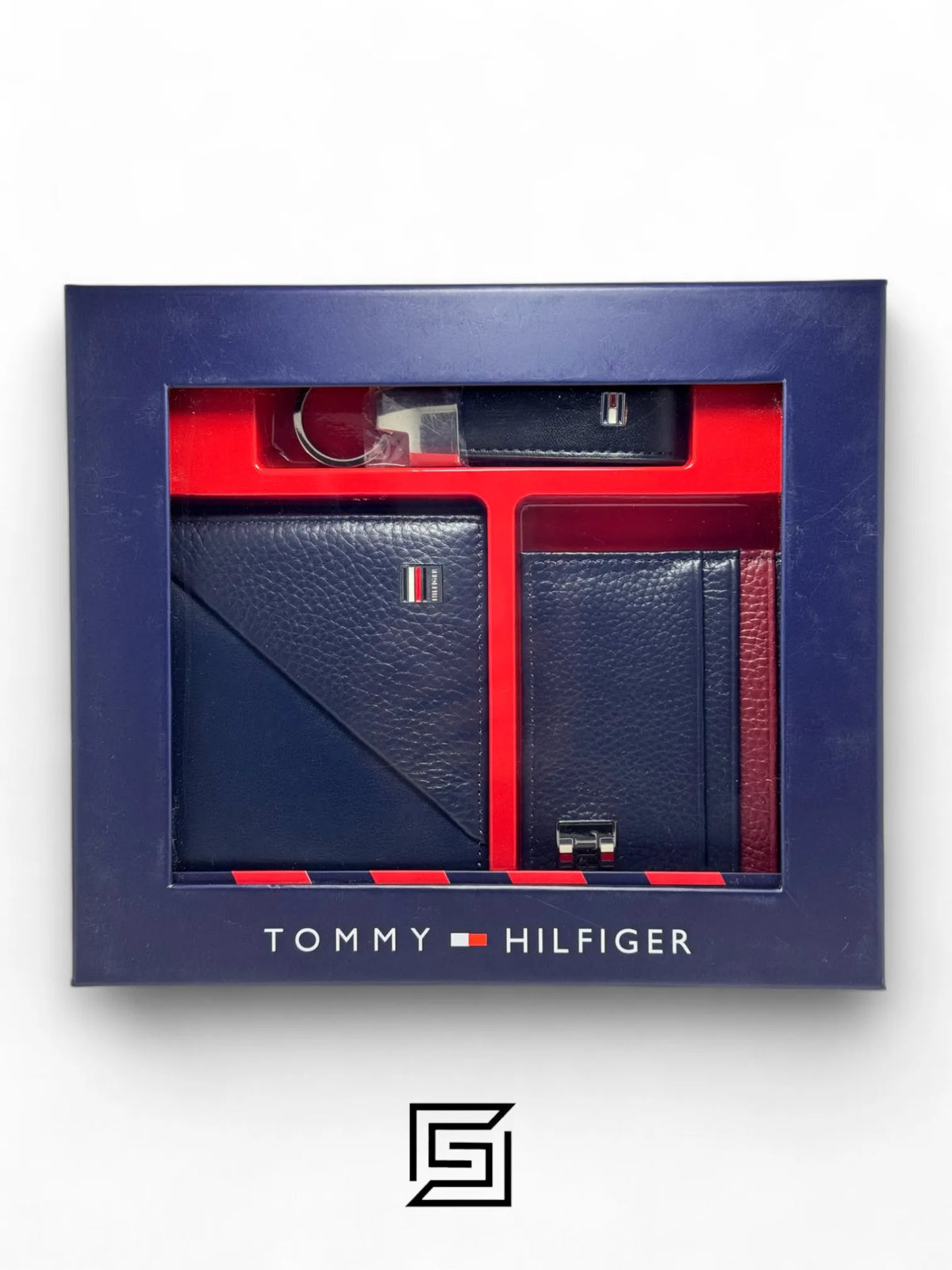Tommy wallets PASSCASE 3 PCS HALF SOFT PATTERN ONE LINE/BLUE