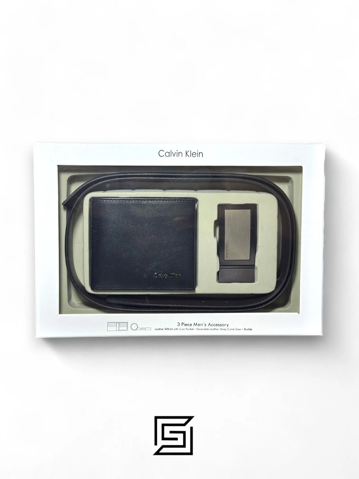 Calvin Klein leather CK SET BELT AND WALLET CK LOGO BIG BOX MODEL 2