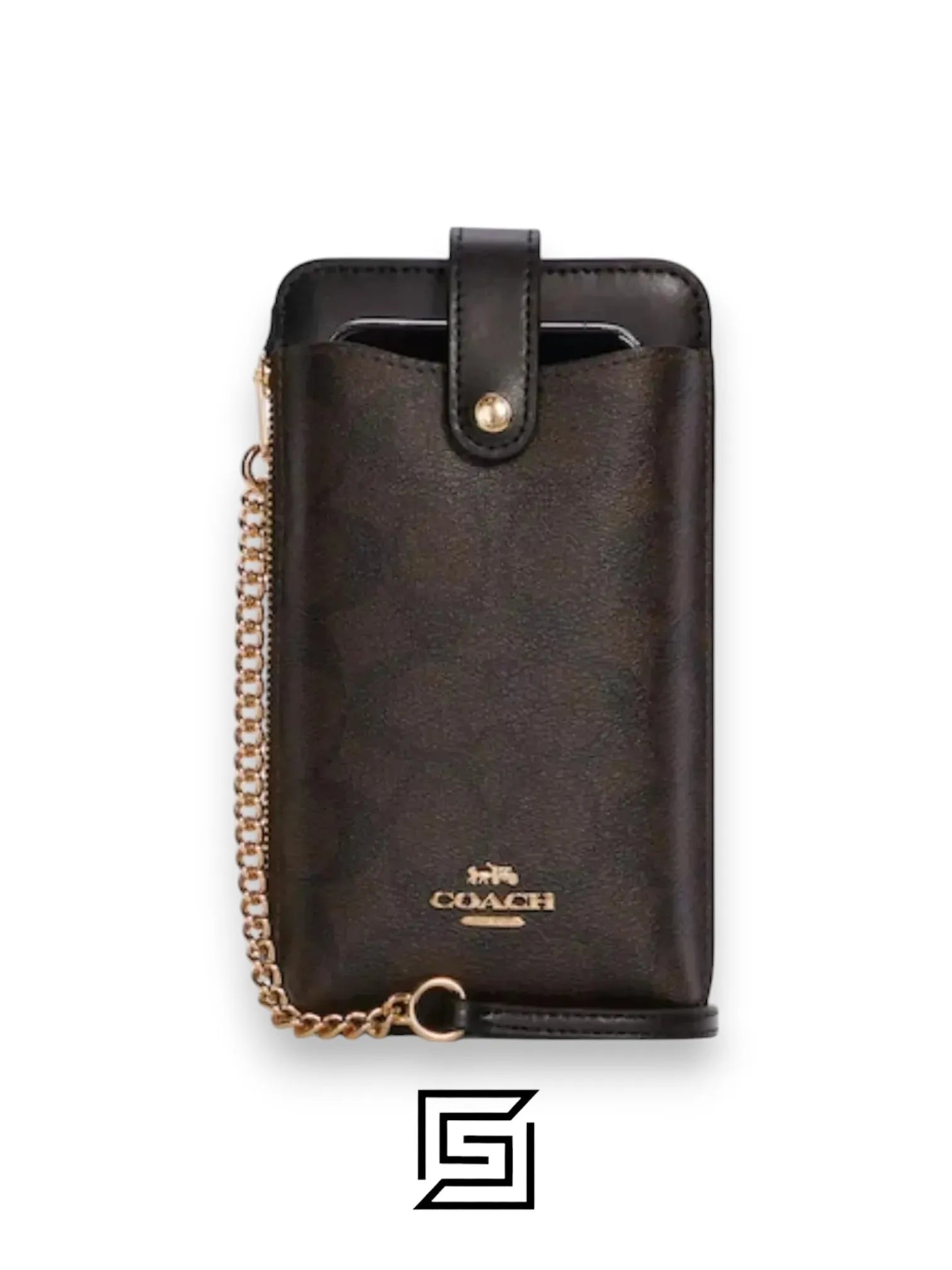 Coach Phone Crossbody In Signature Canvas Dark Brown Style No. C7397