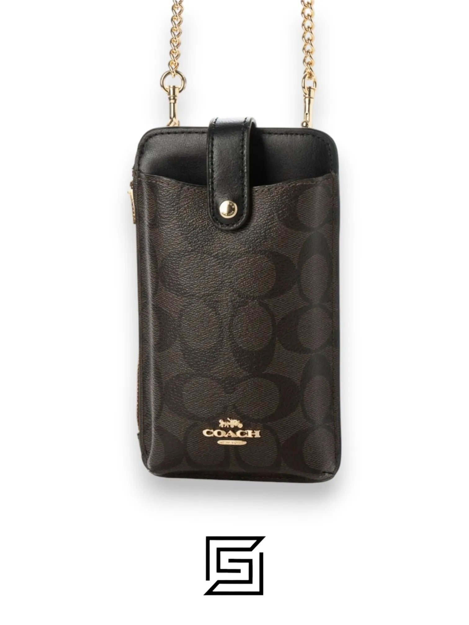 Coach Phone Crossbody In Signature Canvas Dark Brown Style No. C7397