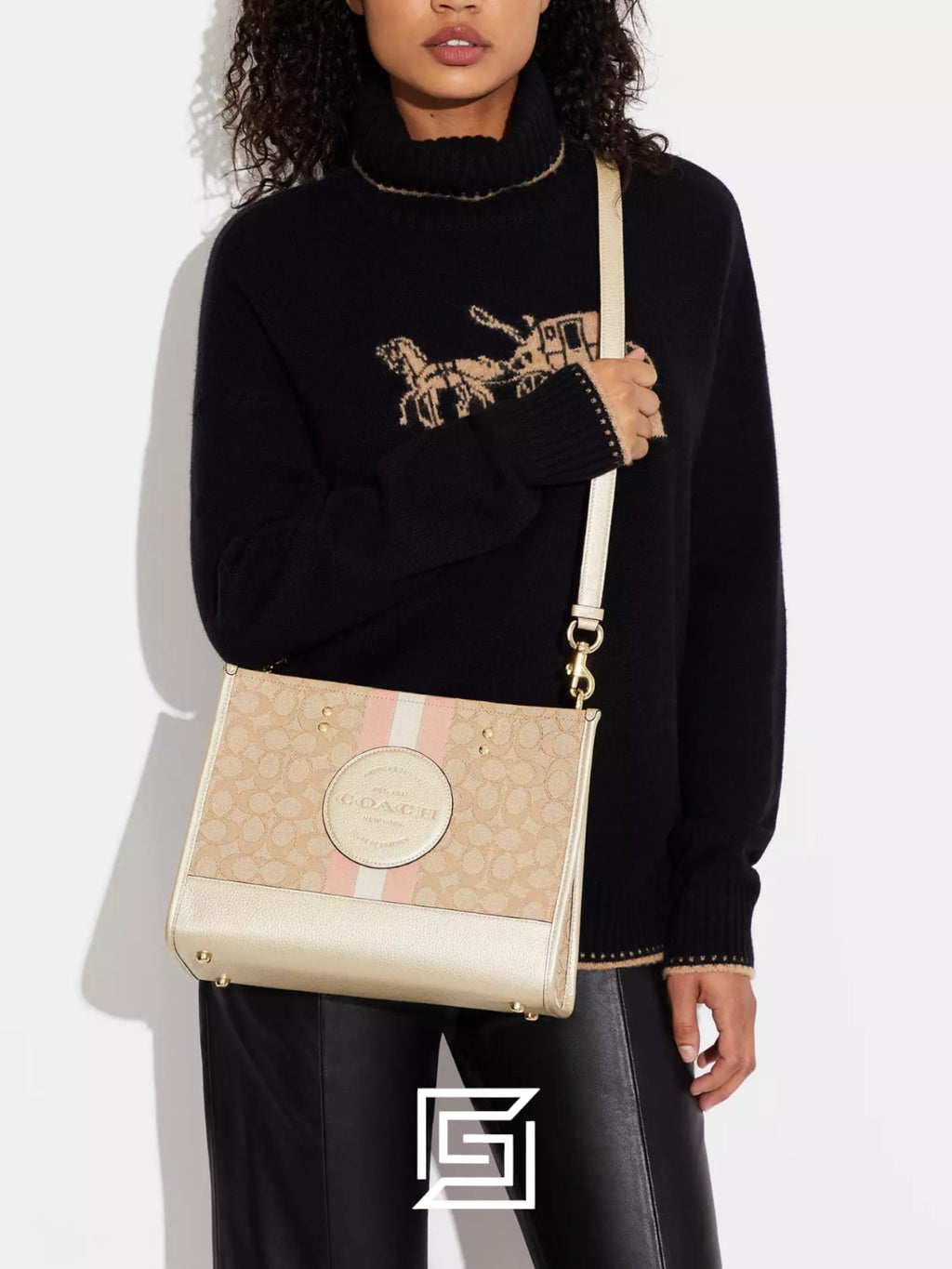 Dempsey Signature Jacquard Tote with Coach Stripe and Patch Style No. CE984 Big Size