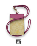 Id Lanyard In Signaure Canvas CZ285 Khaki x Dark Pink