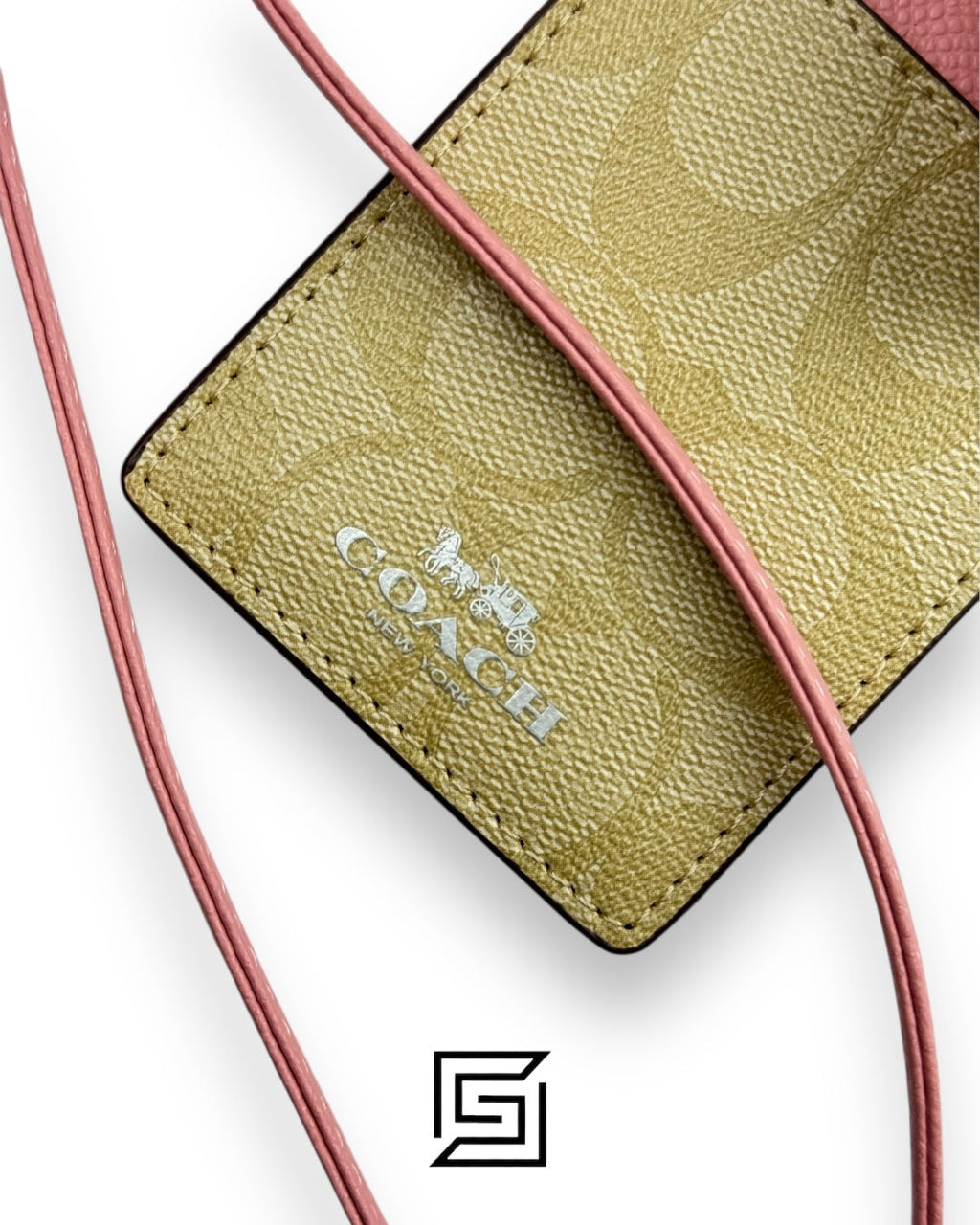 Id Lanyard In Signaure Canvas CZ285 Khaki x Light Pink