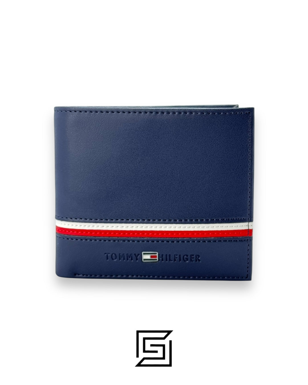 TOMMY SINGLE WALLET WHITE LINE IN MIDDLE/BLUE