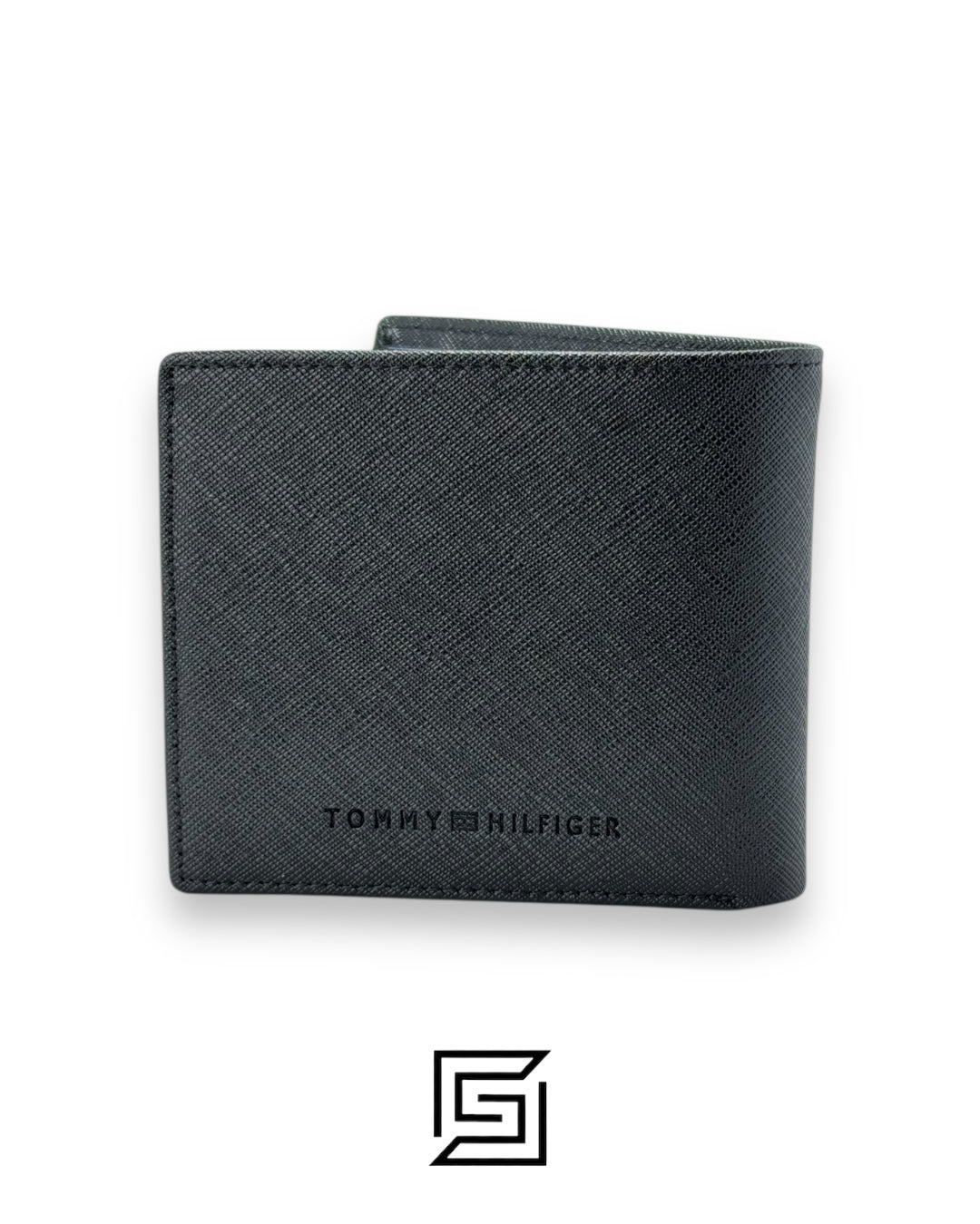 TOMMY SINGLE WALLET  HARD PATTERN WITH TH METAL LOGO/BLACK