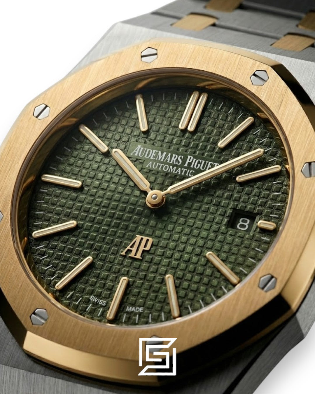 Royal Oak WF0851 Automatic Half Gold Stainless Steel 316 with Dark Green Flat Tapisserie Dial