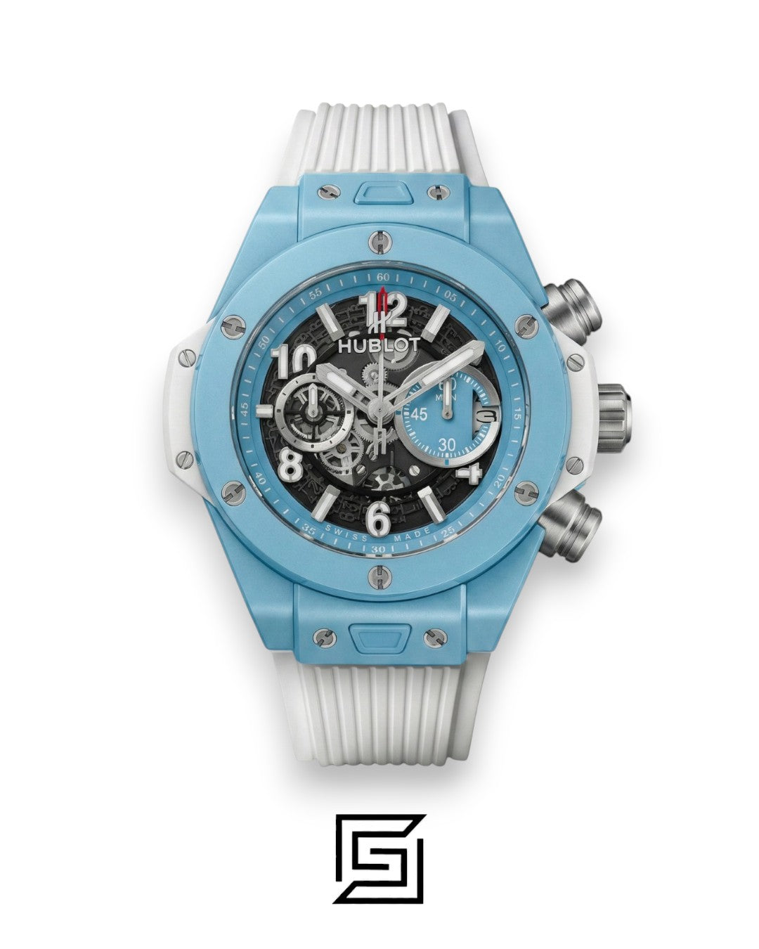 Hublot Big Bang Chronograph – Baby Blue Edition with White Rubber Strap