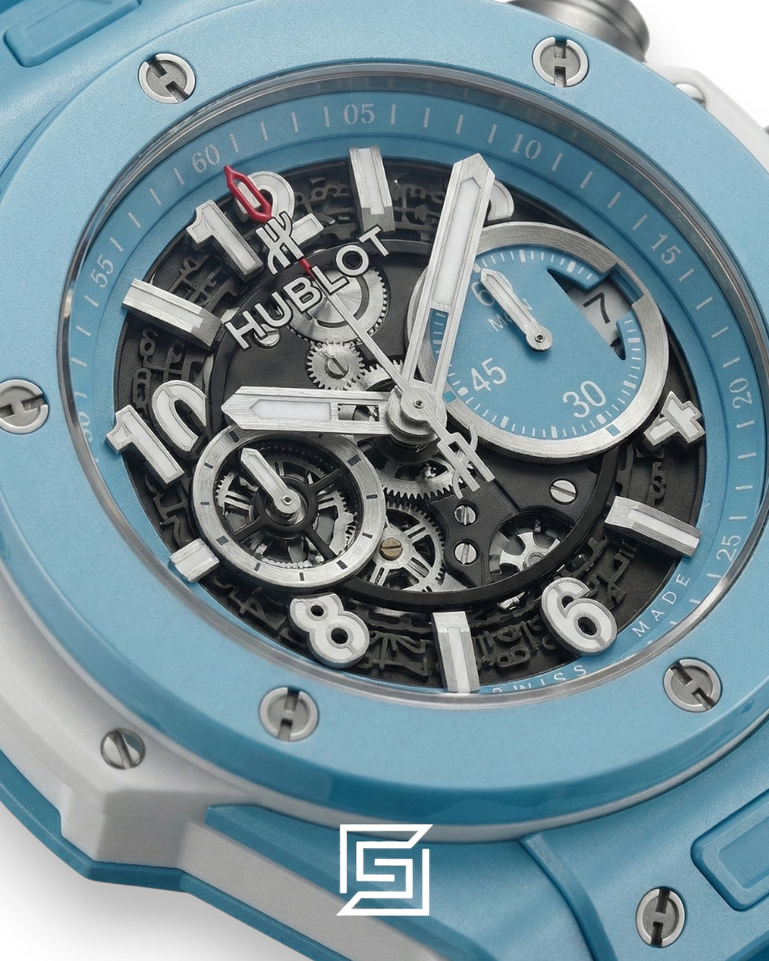 Hublot Big Bang Chronograph – Baby Blue Edition with White Rubber Strap