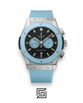 Hublot Classic Fusion Chronograph – Black Dial with Baby Blue Strap (38mm)