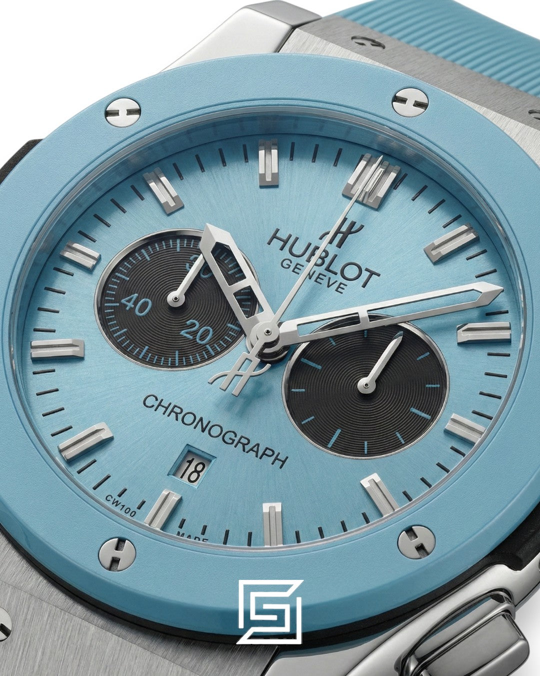 Hublot Classic Automatic Chronograph Baby Blue Dial Stainless Steel Men's Watch