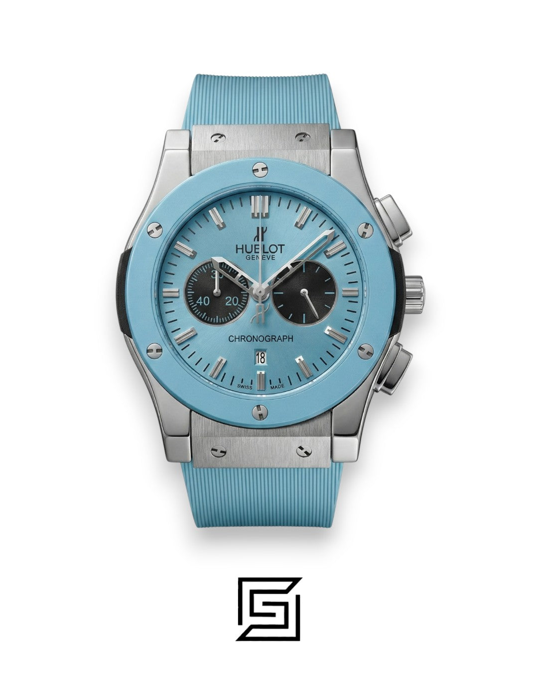 Hublot Classic Automatic Chronograph Baby Blue Dial Stainless Steel Men's Watch