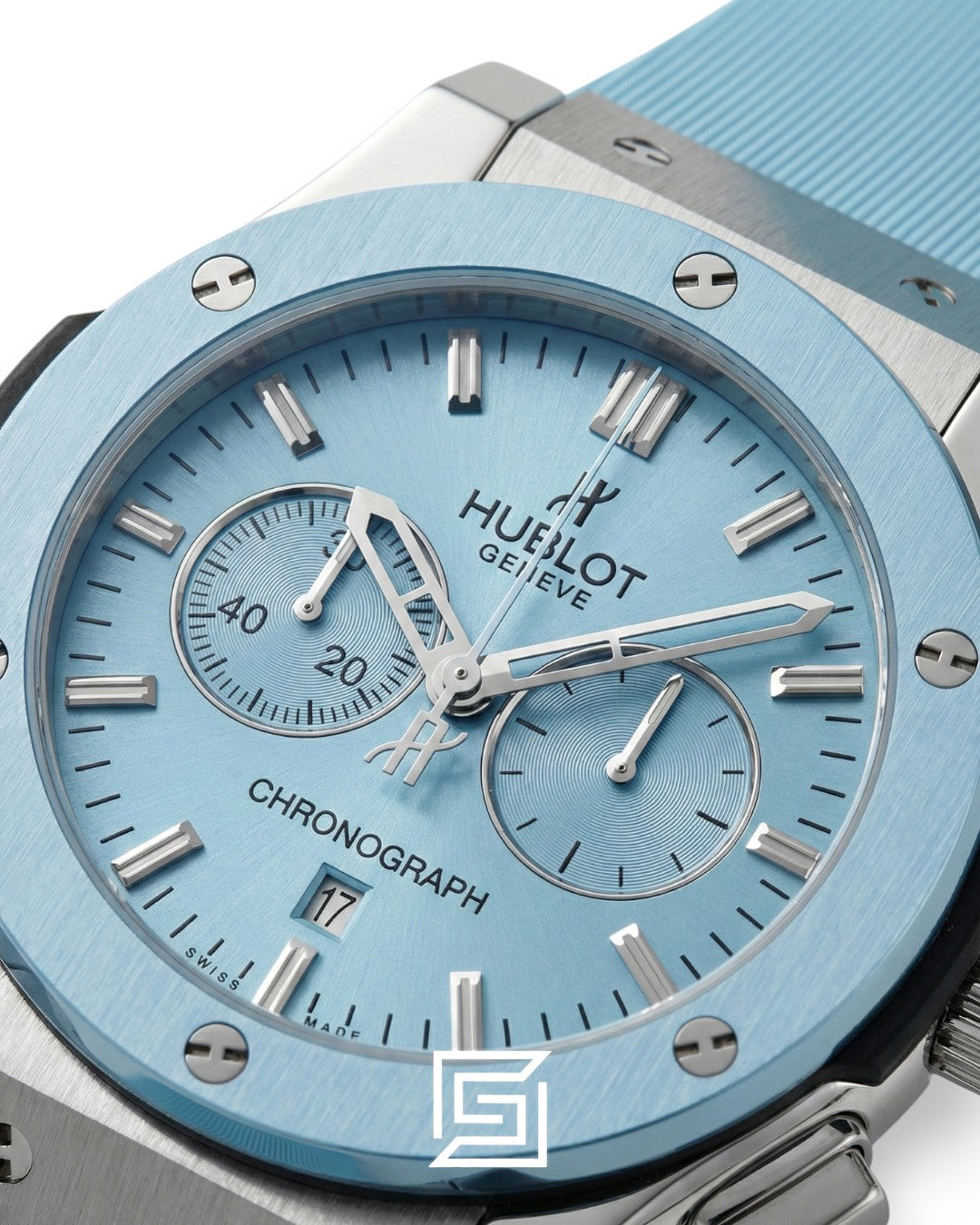 Hublot Classic Fusion Chronograph – Sky Blue Dial with Matching Rubber Strap