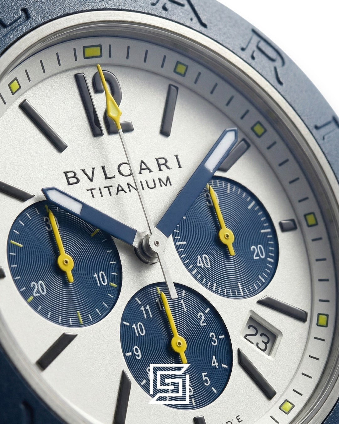 Bvlgari Aluminium Chronograph White Dial Blue Band Men’s Watch