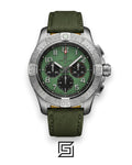 Breitling Chronograph Green Dial Black Fabric Strap Men’s Watch