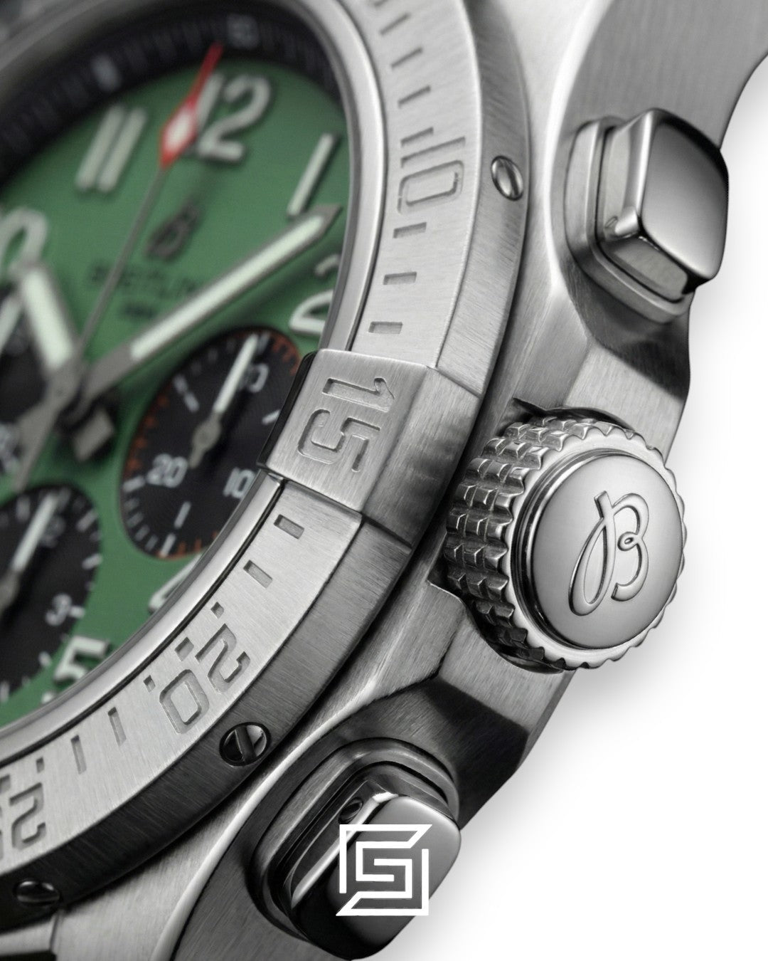 Breitling Chronograph Green Dial Black Fabric Strap Men’s Watch