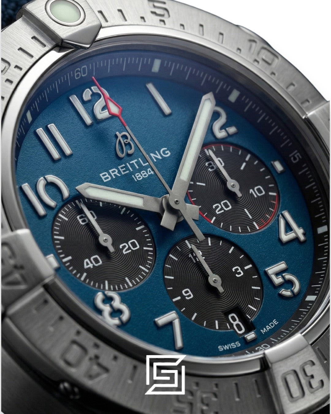 Breitling Chronograph Blue Dial Blue Fabric Strap Men’s Watch