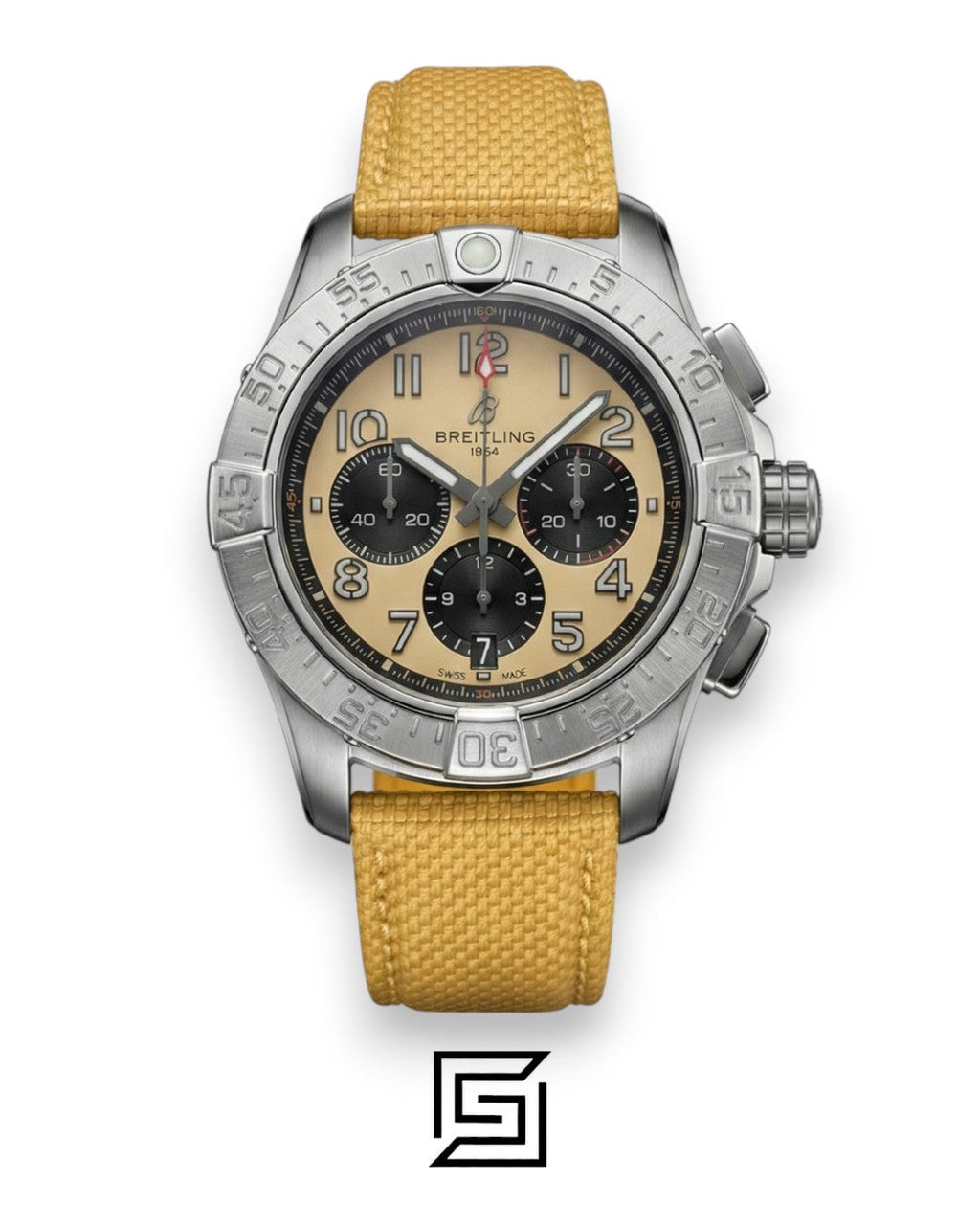 Breitling Chronograph Sand Dial Beige Fabric Strap Men’s Watch