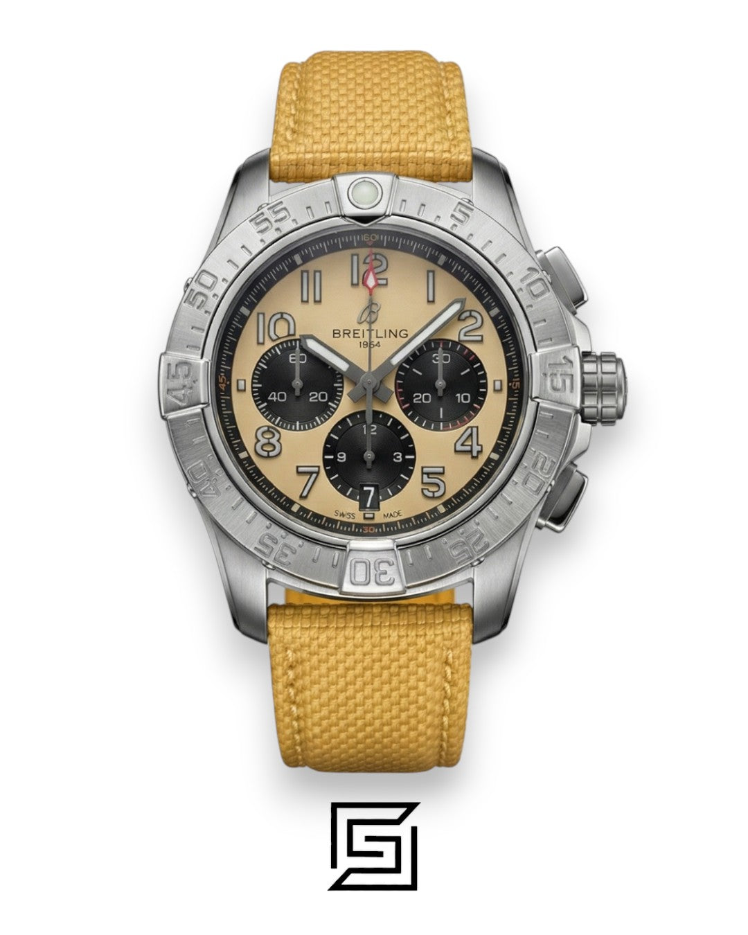 Breitling Chronograph Sand Dial Beige Fabric Strap Men’s Watch