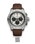Breitling Chronograph Silver Panda Dial Brown Fabric Strap Men’s Watch