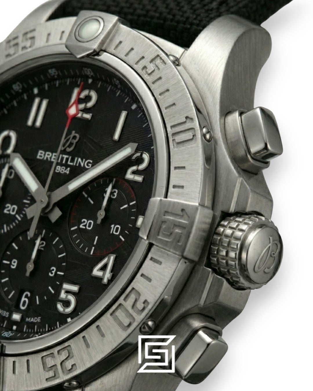 Breitling Chronograph Black Dial Black Fabric Strap Men’s Watch