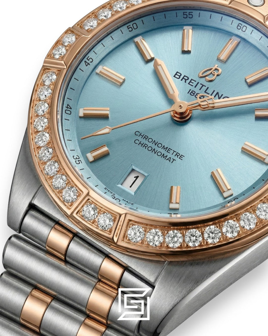 Breitling Chronomat Light Blue Diamond Bezel Two-Tone Ladies’ Watch