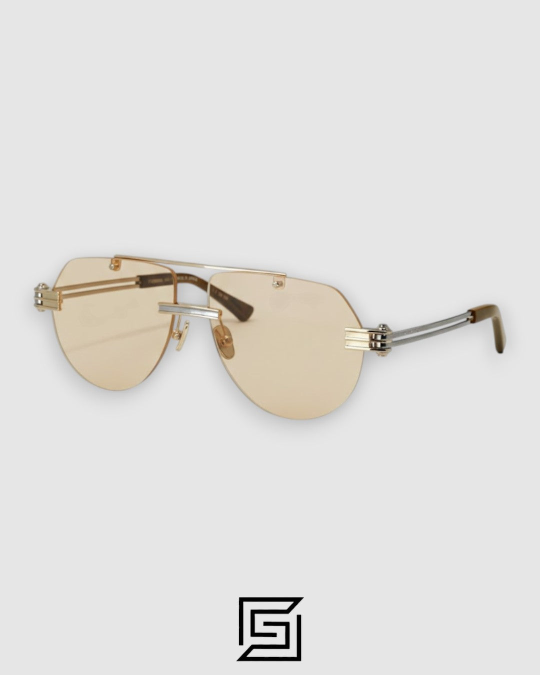 Bottega Veneta BV1342 002 Light Honey Lenses and Silver x Gold Frame Luxury Aviator Sunglasses